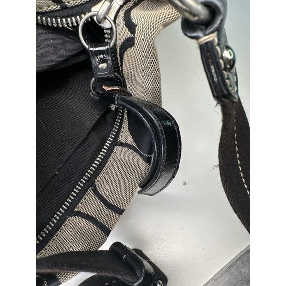 Coach Signature Authentic Khaki Brown Stripe Crossbody File Bag F-19220 Purse - Picture 9 of 10